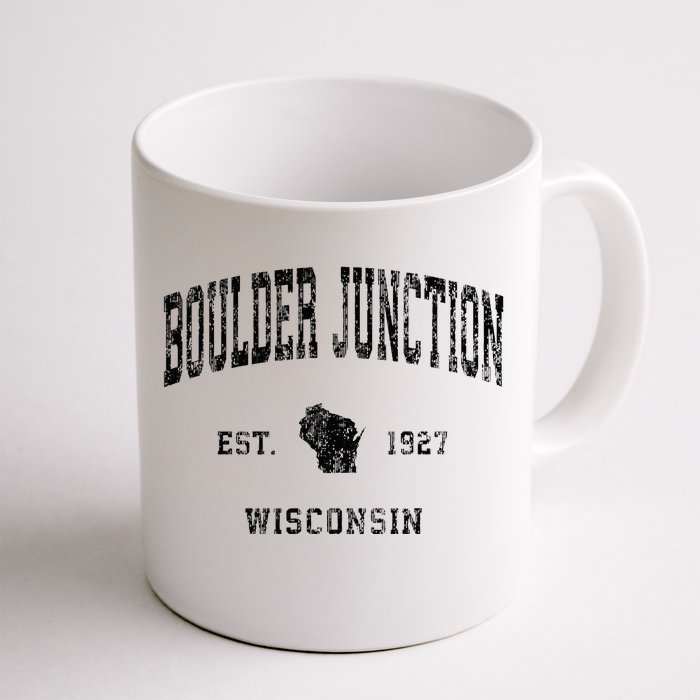 Boulder Junction Wisconsin Wi Vintage Athletic Black Sports Front & Back Coffee Mug