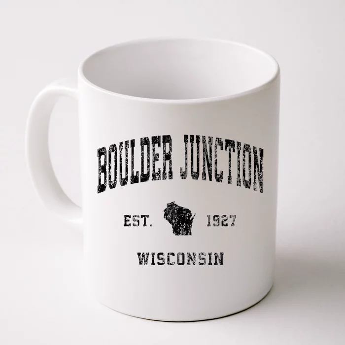 Boulder Junction Wisconsin Wi Vintage Athletic Black Sports Front & Back Coffee Mug