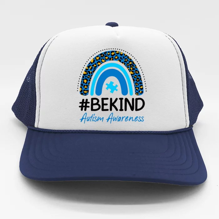 Be Kind Autism Awareness Puzzle Rainbow Trucker Hat