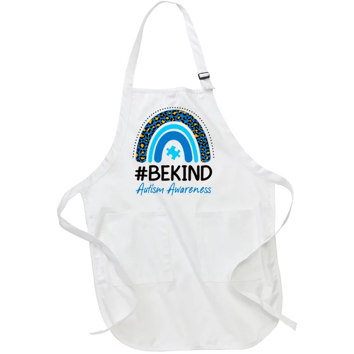 Be Kind Autism Awareness Puzzle Rainbow Full-Length Apron With Pocket