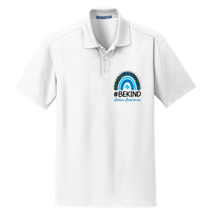 Be Kind Autism Awareness Puzzle Rainbow Dry Zone Grid Performance Polo