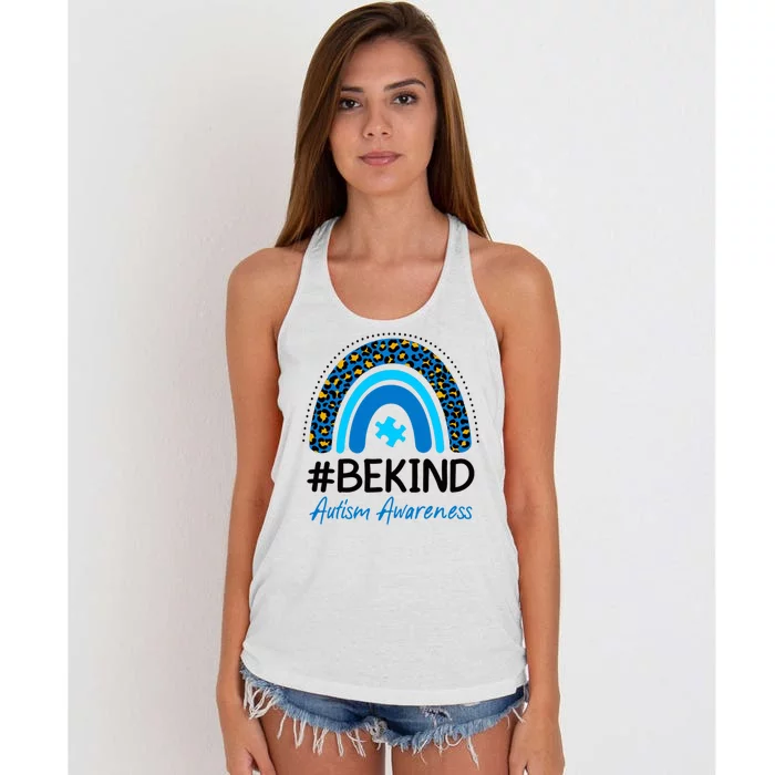 Be Kind Autism Awareness Puzzle Rainbow Women's Knotted Racerback Tank