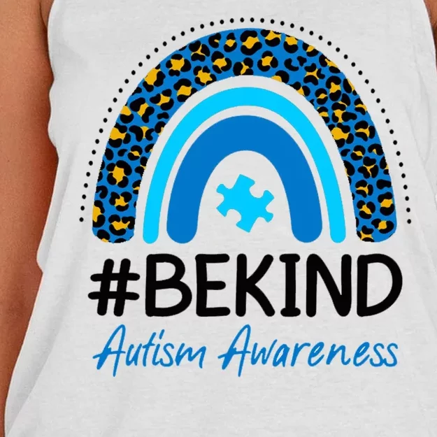 Be Kind Autism Awareness Puzzle Rainbow Women's Knotted Racerback Tank