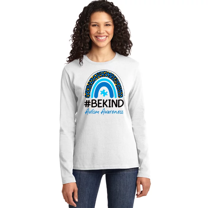 Be Kind Autism Awareness Puzzle Rainbow Ladies Long Sleeve Shirt