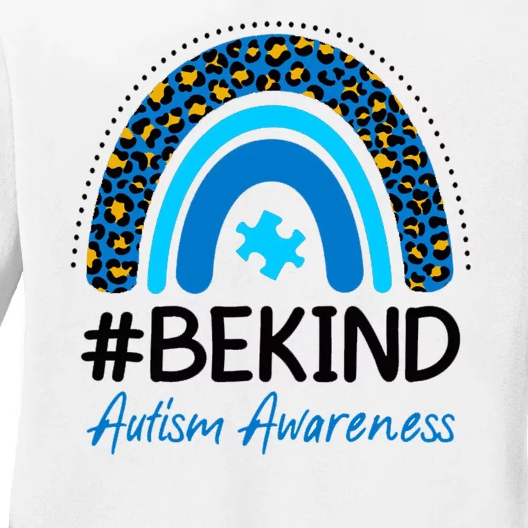 Be Kind Autism Awareness Puzzle Rainbow Ladies Long Sleeve Shirt