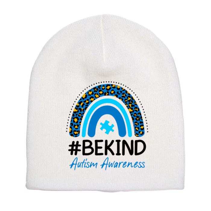 Be Kind Autism Awareness Puzzle Rainbow Short Acrylic Beanie