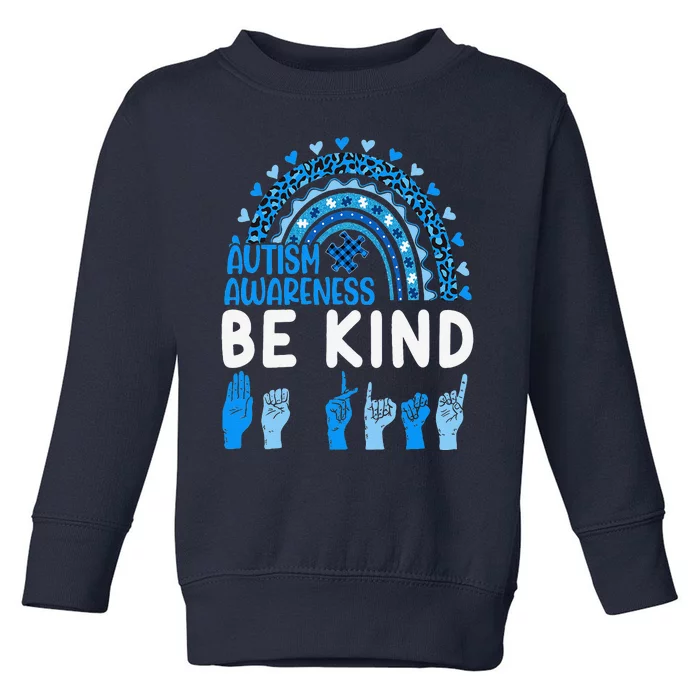 Be Kind Autism Awareness Rainbow Trendy Women Leopard Toddler Sweatshirt