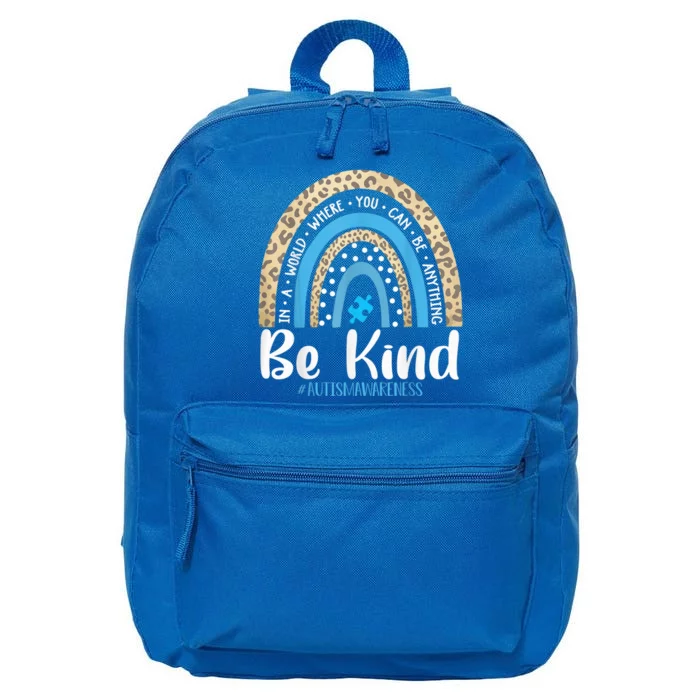 Be Kind Autism Awareness Leopard Rainbow Choose Kindness 16 in Basic Backpack