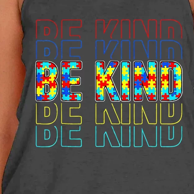 Be Kind Autism Awareness Special Education Autism Teacher Women's Knotted Racerback Tank