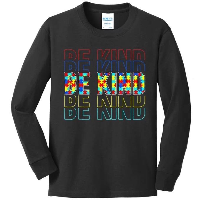 Be Kind Autism Awareness Special Education Autism Teacher Kids Long Sleeve Shirt