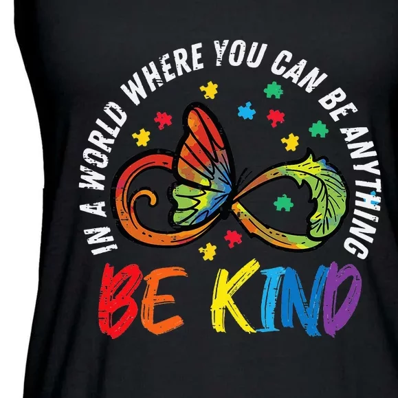 Be Kind Autism Infinity Butterfly Awareness Ladies Essential Flowy Tank