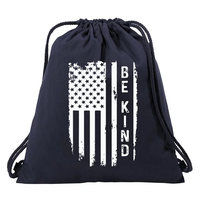 Be Kind American Flag Anti Bullying Unity Day Orange Drawstring Bag