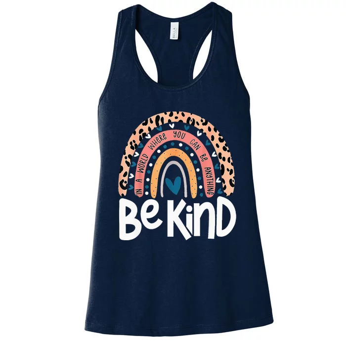 Be Kind Anti Bullying Orange Unity Day Leopard Raibow Women's Racerback Tank