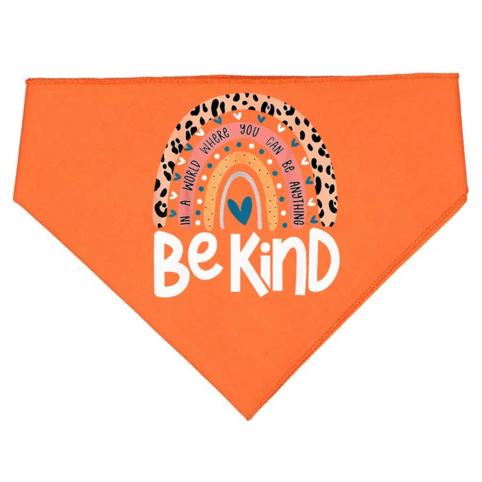 Be Kind Anti Bullying Orange Unity Day Leopard Raibow USA-Made Doggie Bandana