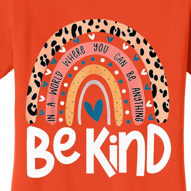 Be Kind Anti Bullying Orange Unity Day Leopard Raibow Women's T-Shirt