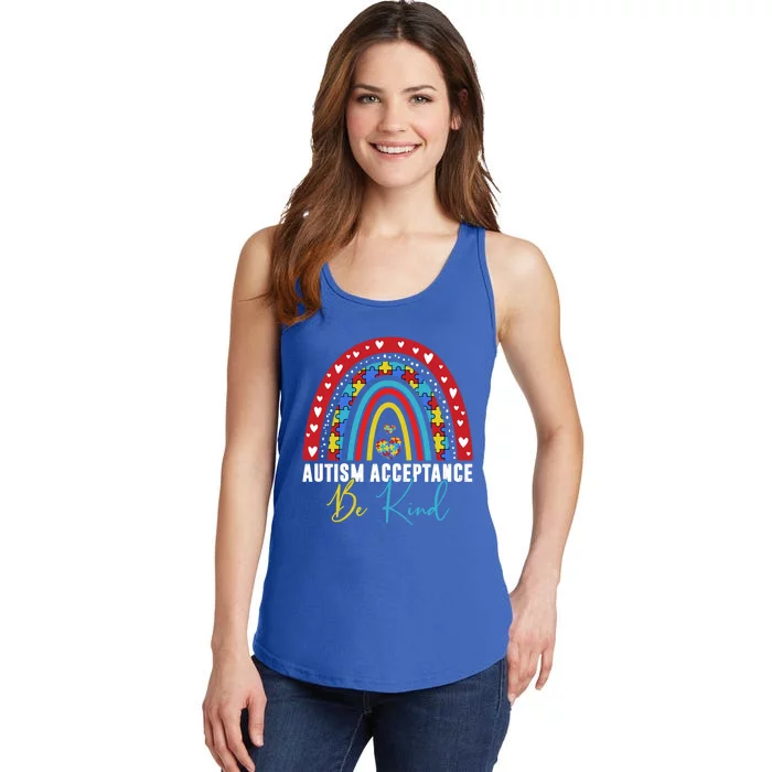 Be Kind Acceptance Rainbow Autism Awareness Month Funny Gift Ladies Essential Tank