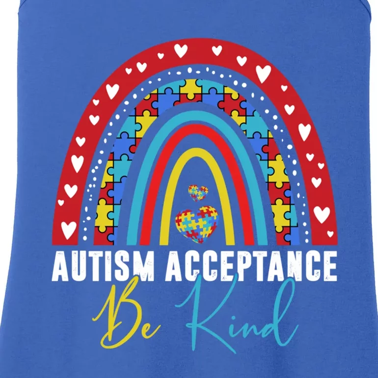 Be Kind Acceptance Rainbow Autism Awareness Month Funny Gift Ladies Essential Tank