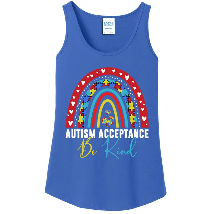 Be Kind Acceptance Rainbow Autism Awareness Month Funny Gift Ladies Essential Tank