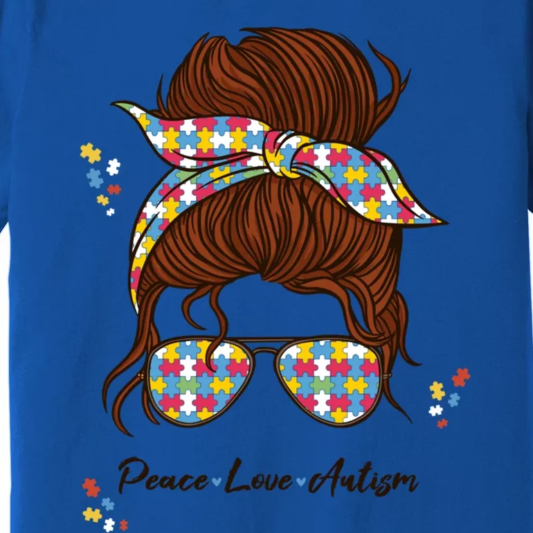 Be Kind Autism Awareness Messy Bun Girl Meaningful Gift Proud Autism Mom Gift Premium T-Shirt