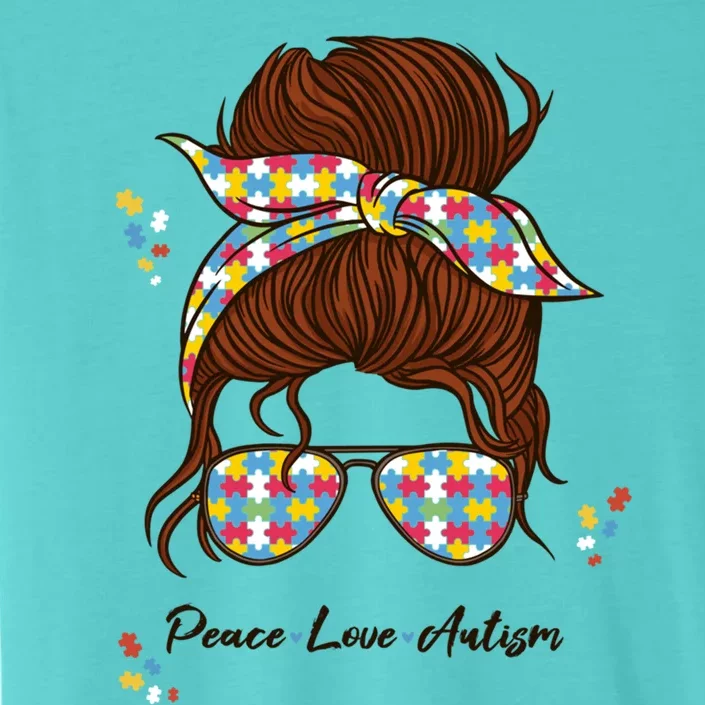 Be Kind Autism Awareness Messy Bun Girl Meaningful Gift Proud Autism Mom Gift ChromaSoft Performance T-Shirt