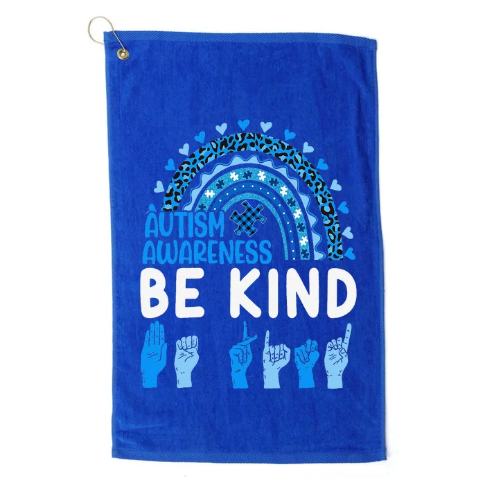 Be Kind Autism Awareness Rainbow Trendy Women Leopard Platinum Collection Golf Towel