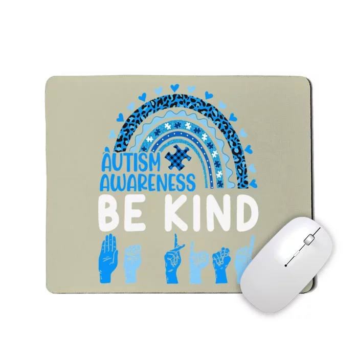 Be Kind Autism Awareness Rainbow Trendy Women Leopard Mousepad