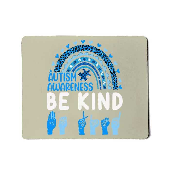 Be Kind Autism Awareness Rainbow Trendy Women Leopard Mousepad