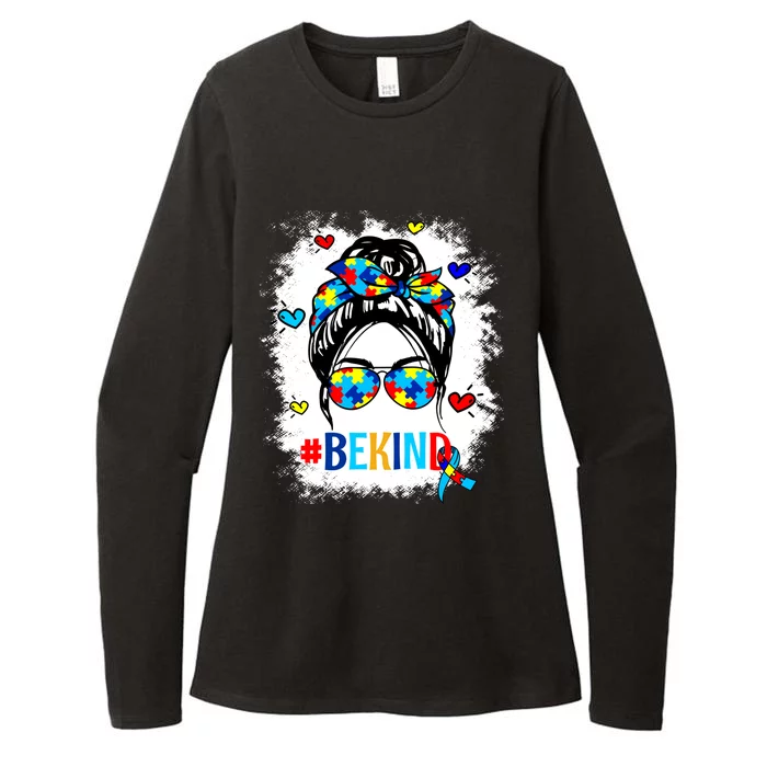 Be Kind Autism Awareness Messy Bun Proud Autism Mom Life Funny Gift Womens CVC Long Sleeve Shirt