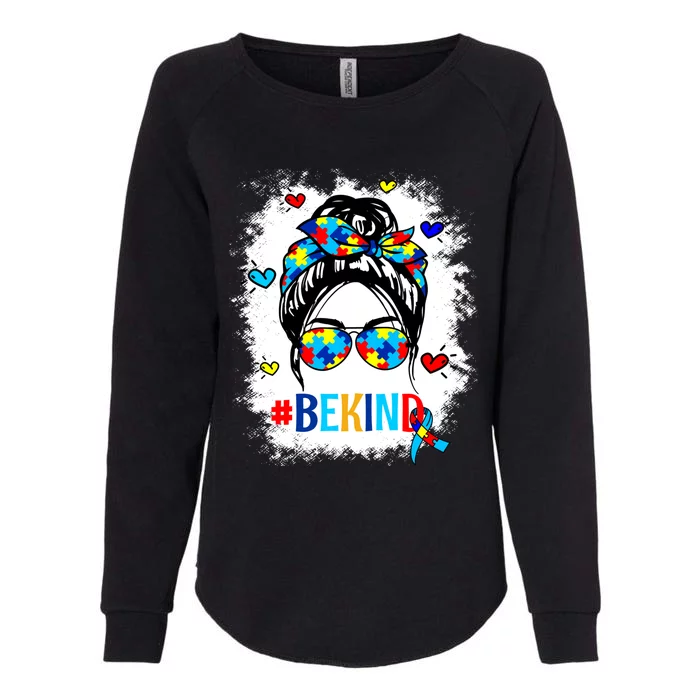 Be Kind Autism Awareness Messy Bun Proud Autism Mom Life Funny Gift Womens California Wash Sweatshirt