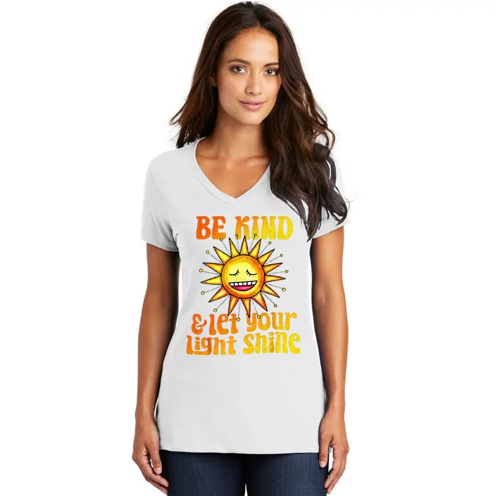 Be Kind And Let Your Light Shine Inspirational Women's V-Neck T-Shirt