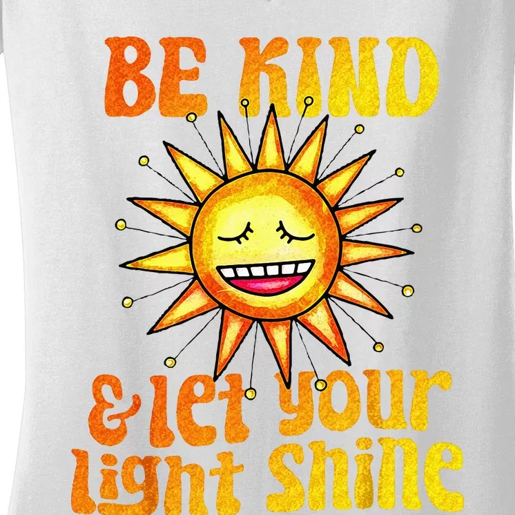 Be Kind And Let Your Light Shine Inspirational Women's V-Neck T-Shirt