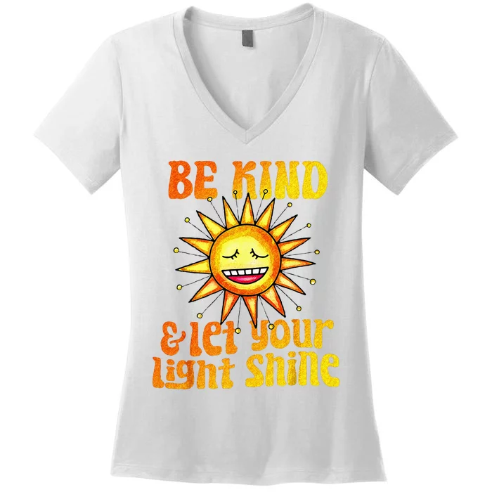 Be Kind And Let Your Light Shine Inspirational Women's V-Neck T-Shirt