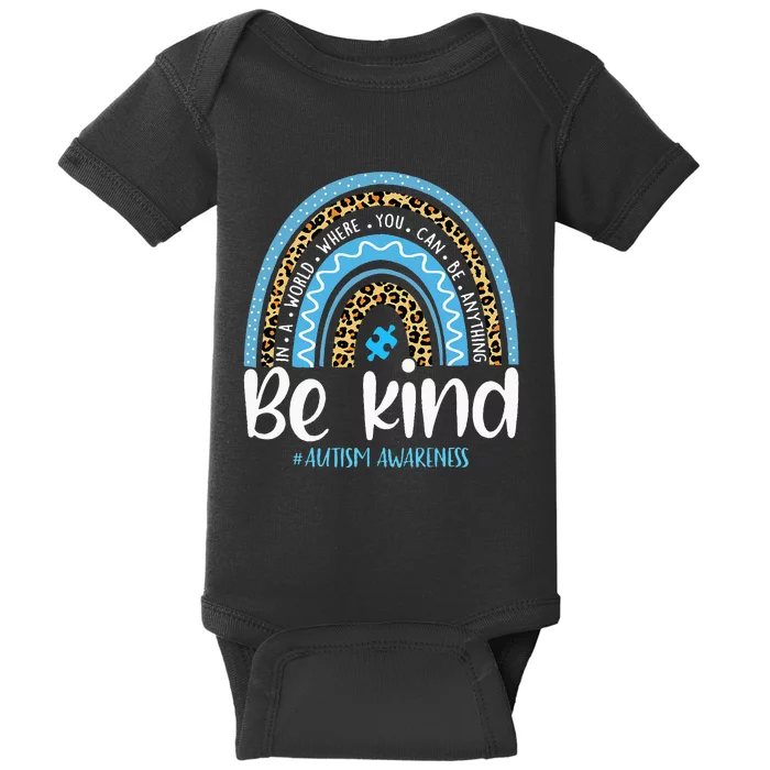 Be Kind Autism Awareness Leopard Rainbow Choose Kindness Baby Bodysuit