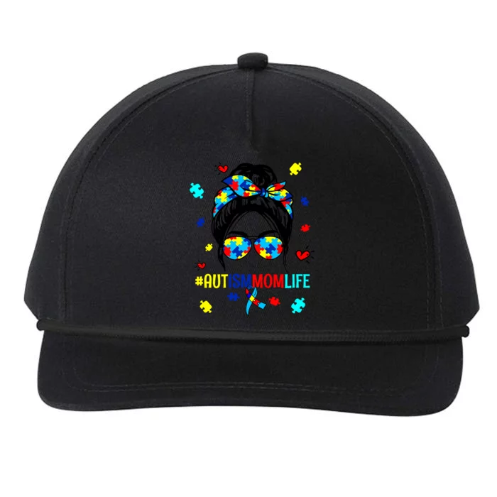 Be Kind Autism Awareness Messy Bun Proud Autism Mom Life Meaningful Gift Snapback Five-Panel Rope Hat