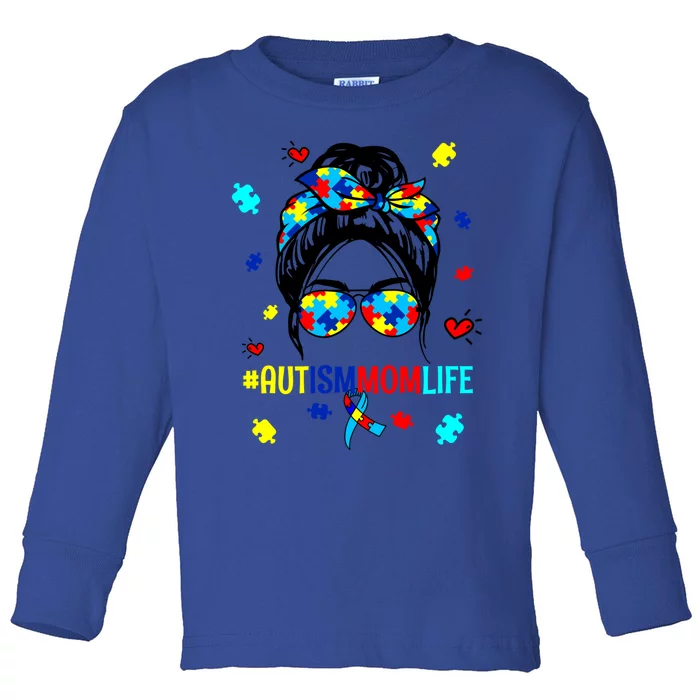 Be Kind Autism Awareness Messy Bun Proud Autism Mom Life Meaningful Gift Toddler Long Sleeve Shirt