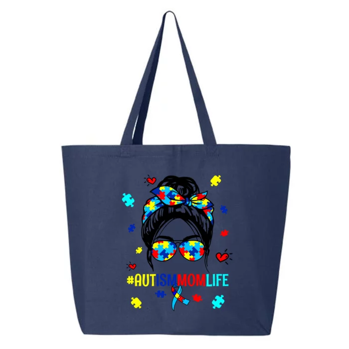 Be Kind Autism Awareness Messy Bun Proud Autism Mom Life Meaningful Gift 25L Jumbo Tote