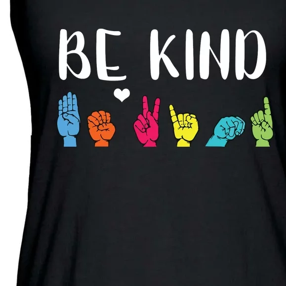 Be Kind ASL American Sign Language Cute Kindness Ladies Essential Flowy Tank