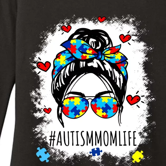 Be Kind Autism Awareness Messy Bun Proud Autism Mom Life Gift Womens CVC Long Sleeve Shirt