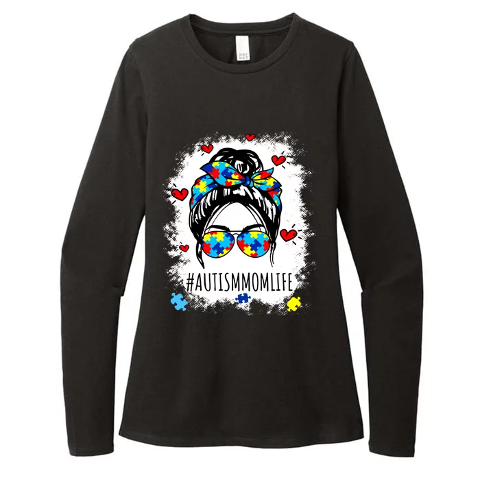 Be Kind Autism Awareness Messy Bun Proud Autism Mom Life Gift Womens CVC Long Sleeve Shirt