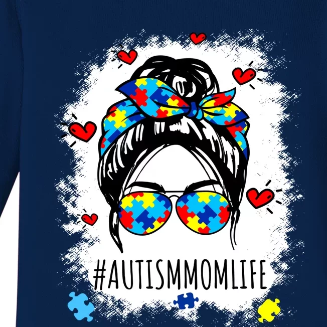 Be Kind Autism Awareness Messy Bun Proud Autism Mom Life Gift Baby Long Sleeve Bodysuit