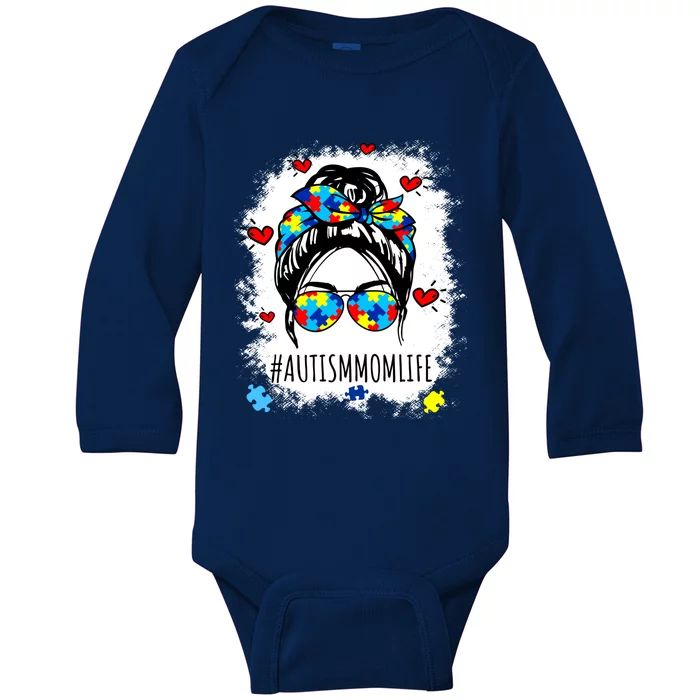 Be Kind Autism Awareness Messy Bun Proud Autism Mom Life Gift Baby Long Sleeve Bodysuit