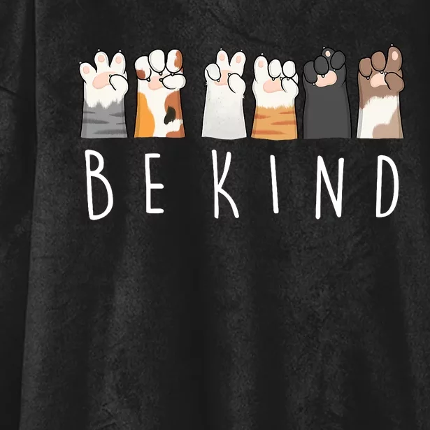 Be Kind Asl Sign Language Kindness Cat Paws Finger Signs Hooded Wearable Blanket