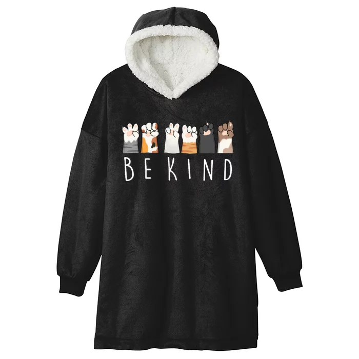 Be Kind Asl Sign Language Kindness Cat Paws Finger Signs Hooded Wearable Blanket