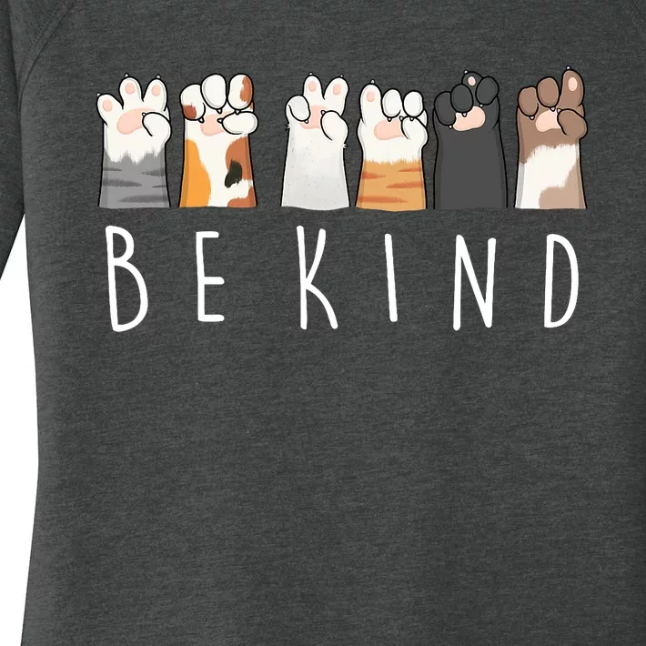 Be Kind Asl Sign Language Kindness Cat Paws Finger Signs Women's Perfect Tri Tunic Long Sleeve Shirt