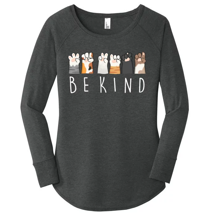 Be Kind Asl Sign Language Kindness Cat Paws Finger Signs Women's Perfect Tri Tunic Long Sleeve Shirt