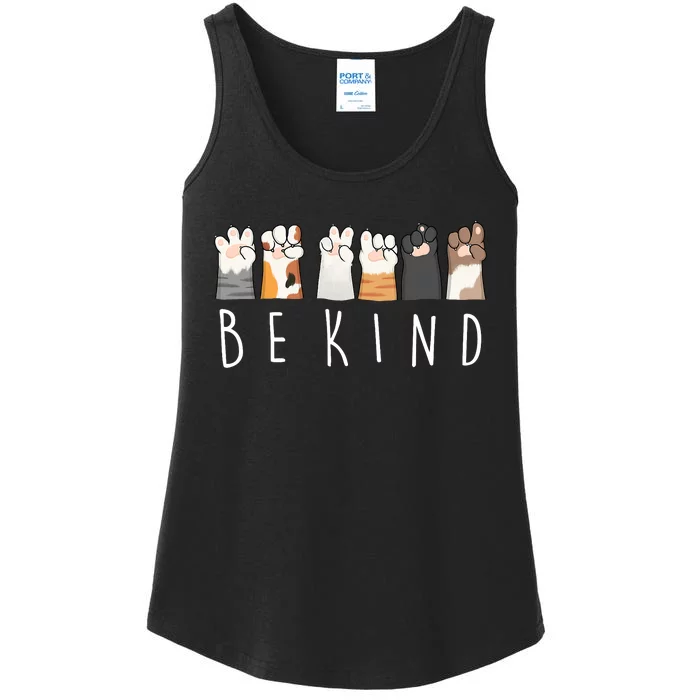 Be Kind Asl Sign Language Kindness Cat Paws Finger Signs Ladies Essential Tank