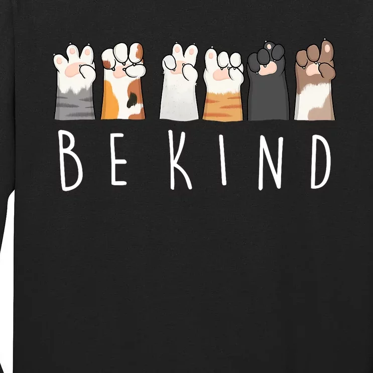 Be Kind Asl Sign Language Kindness Cat Paws Finger Signs Tall Long Sleeve T-Shirt