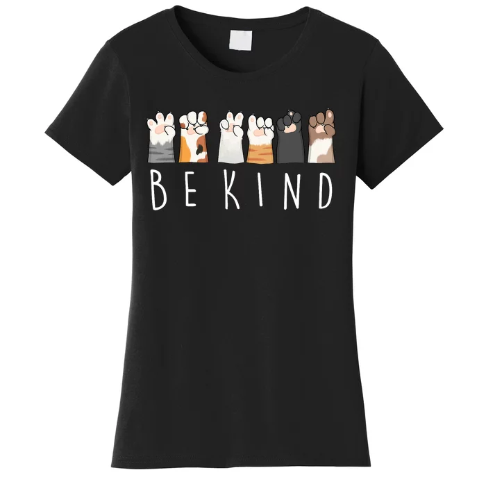 Be Kind Asl Sign Language Kindness Cat Paws Finger Signs Women's T-Shirt