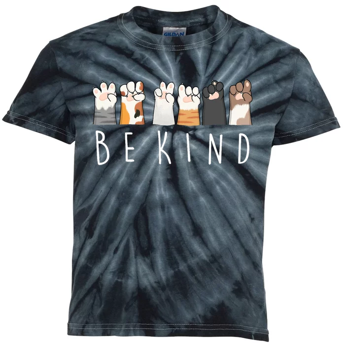 Be Kind Asl Sign Language Kindness Cat Paws Finger Signs Kids Tie-Dye T-Shirt