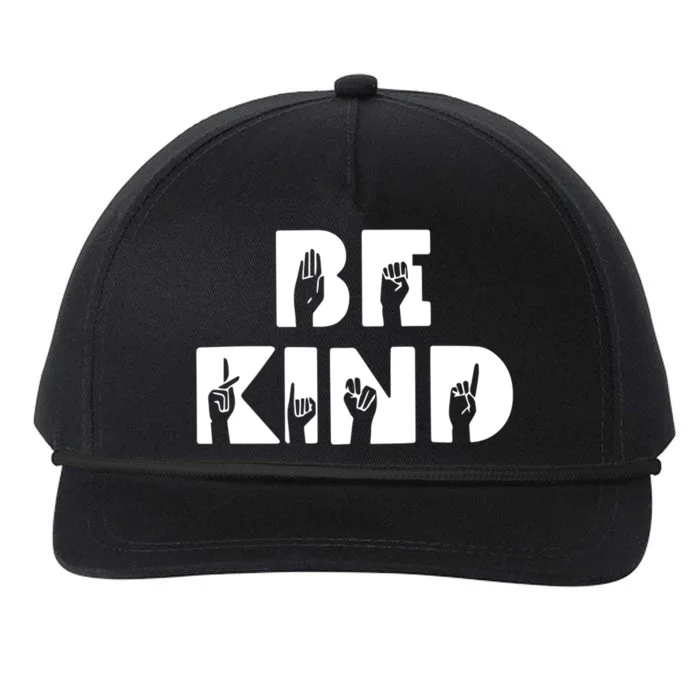 Be Kind Asl Sign Language Deaf Interpreter Gift Snapback Five-Panel Rope Hat